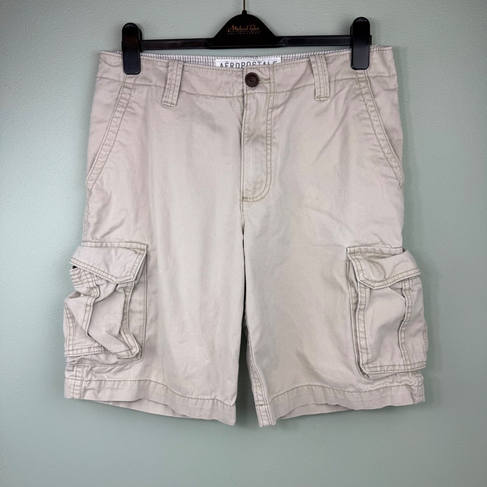 Aeropostale Mens Tan Khaki Cargo Shorts Size 32 0826 LXLTBA1